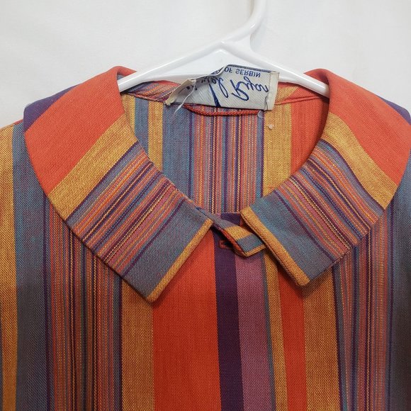 Shirt Dress Long Sleeves Vertical Stripes Collar Button Front Muriel Ryan Serbin - Picture 6 of 11